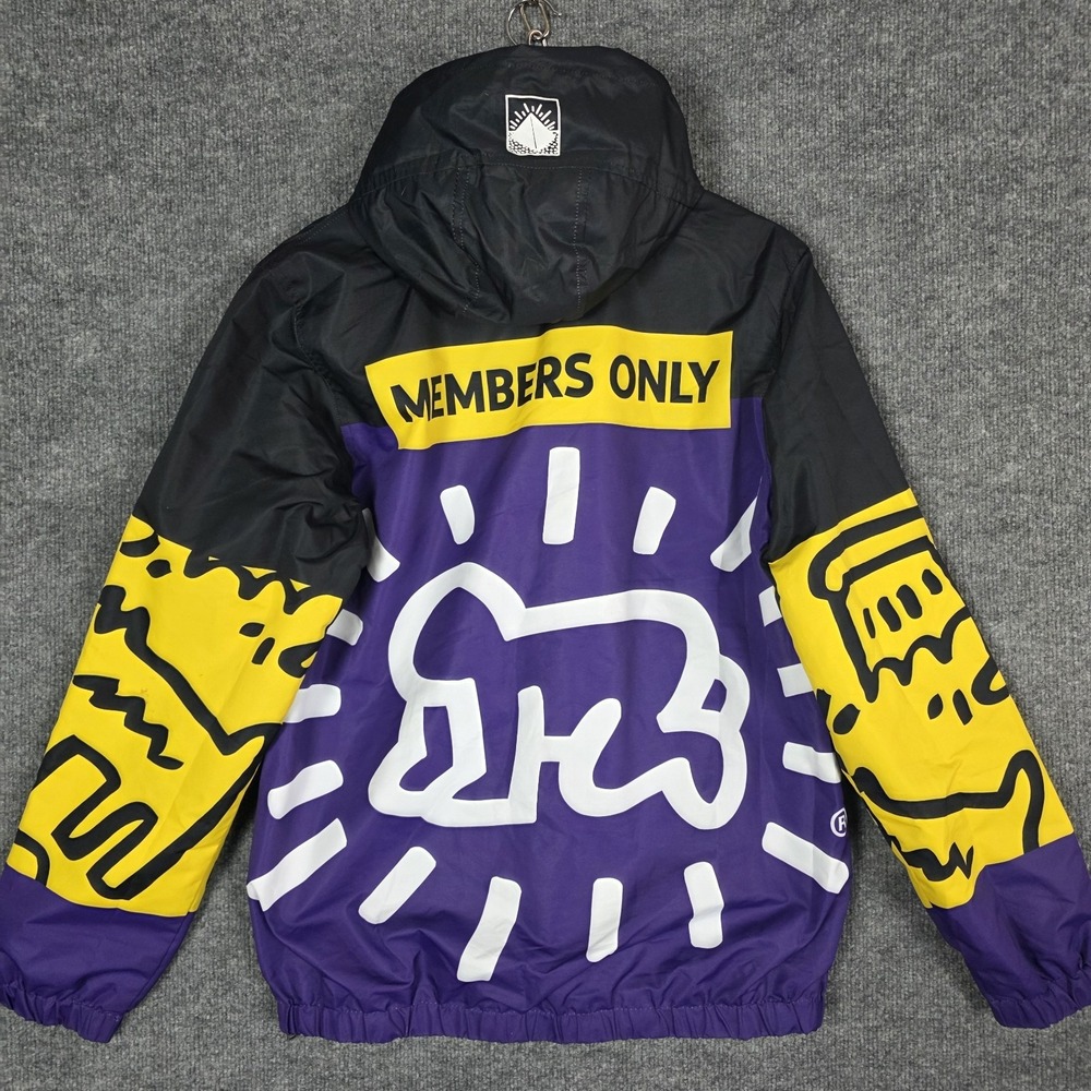 Members Only x Keith Haring Jacket Small Crowd Surfing Art Windbreaker 1/4 Zip - Picture 6 of 10
